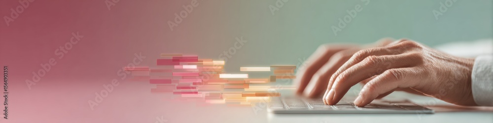 Poster Professional Hands Typing on Laptop with Holographic Scheduling Interface Modern Digital Workflow Optimization for Strategic Business Success and Branding Campaigns