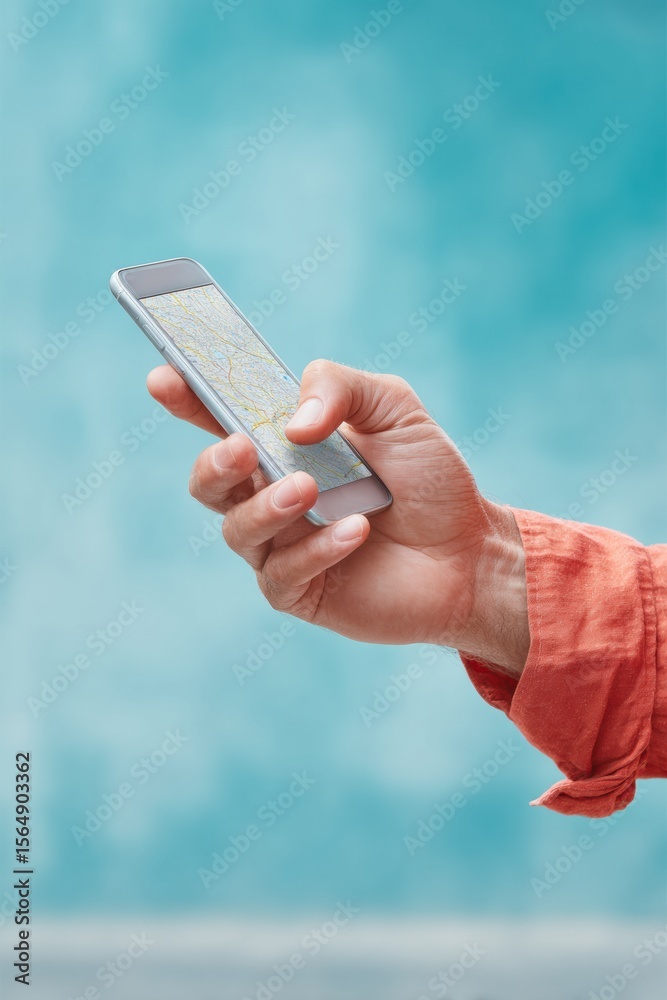 Poster modern connected traveler using ar navigation on smartphone premium tech lifestyle content for urban