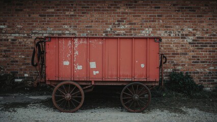 Old red cleaning cart ready for action