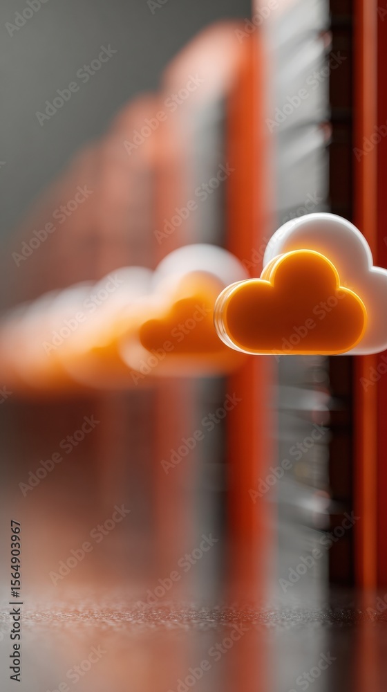 Poster Modern High-Quality Cloud Computing Infrastructure with Uptime Monitor on Data Server Racks for Professional Tech Marketing and Digital Advertising Campaigns