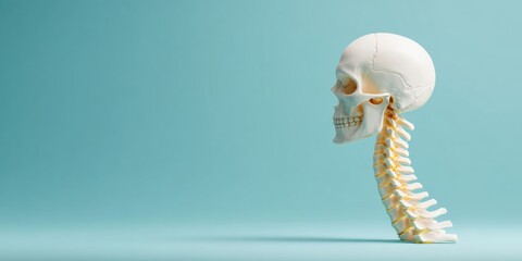 Minimalist Human Neck Vertebrae Profile Highlighting Cervical Spine Pain Areas for Medical Education and Wellness Awareness in Modern Health Care