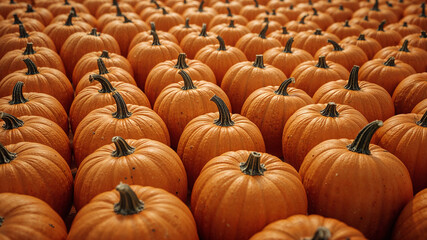 Pumpkins filling the frame creating autumnal abundance background