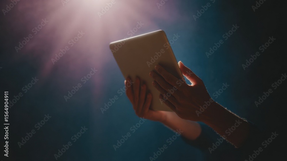 Poster Professional Biometric Login on Tablet with Digital Security Shield Interface Modern Tech Protection for Confident Mobile Marketing Campaigns