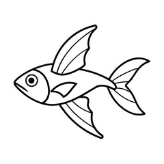 stylized flying fish outline drawing art