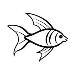 stylized flying fish outline drawing art