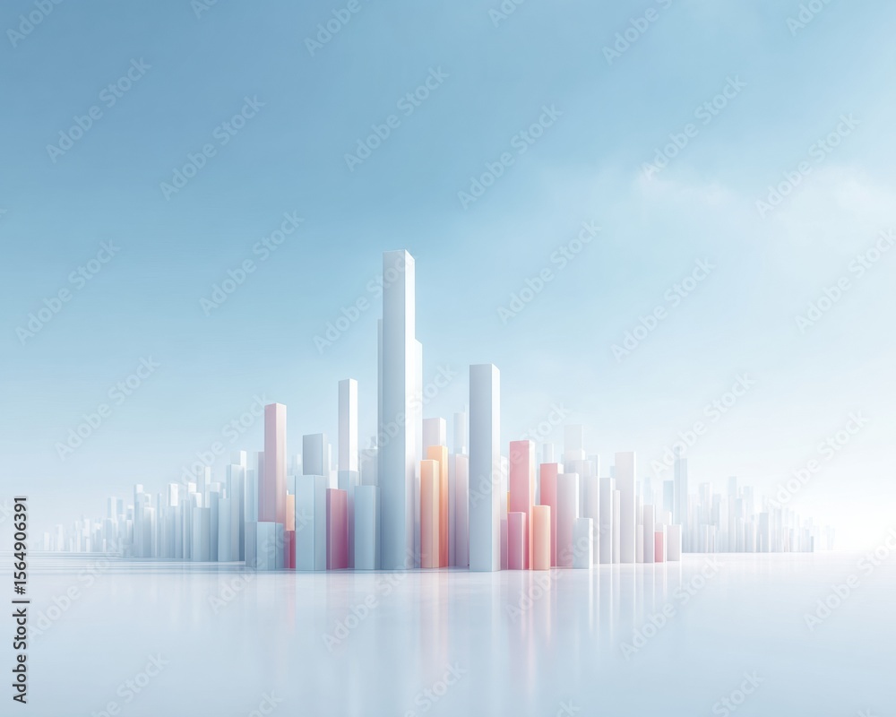 Poster minimalist digital cityscape with data bars and soft lighting symbolizing capital preservation and p