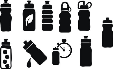 Collection of Sport Water Bottles Hydration Icons for Athletes