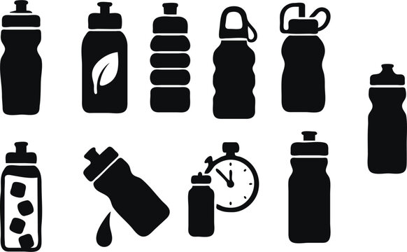 Collection of Sport Water Bottles Hydration Icons for Athletes