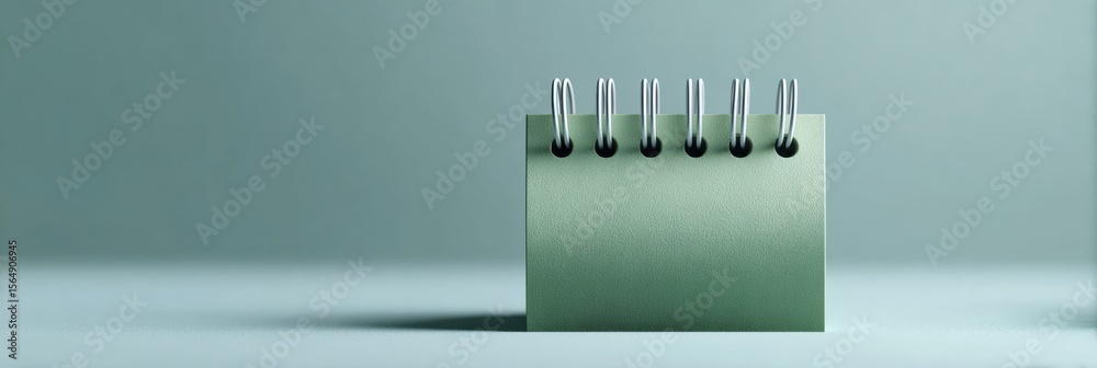 Poster Minimalist Blank Spiral Notebook Standing Upright with Metal Binding on Plain Background for Productivity and Idea Generation Mockups