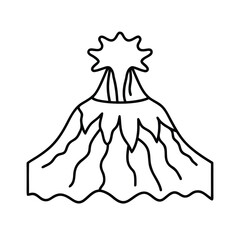volcano crater with lava line drawing