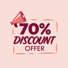 Fototapeta premium 70% Discount Offer Megaphone Promotion Vector