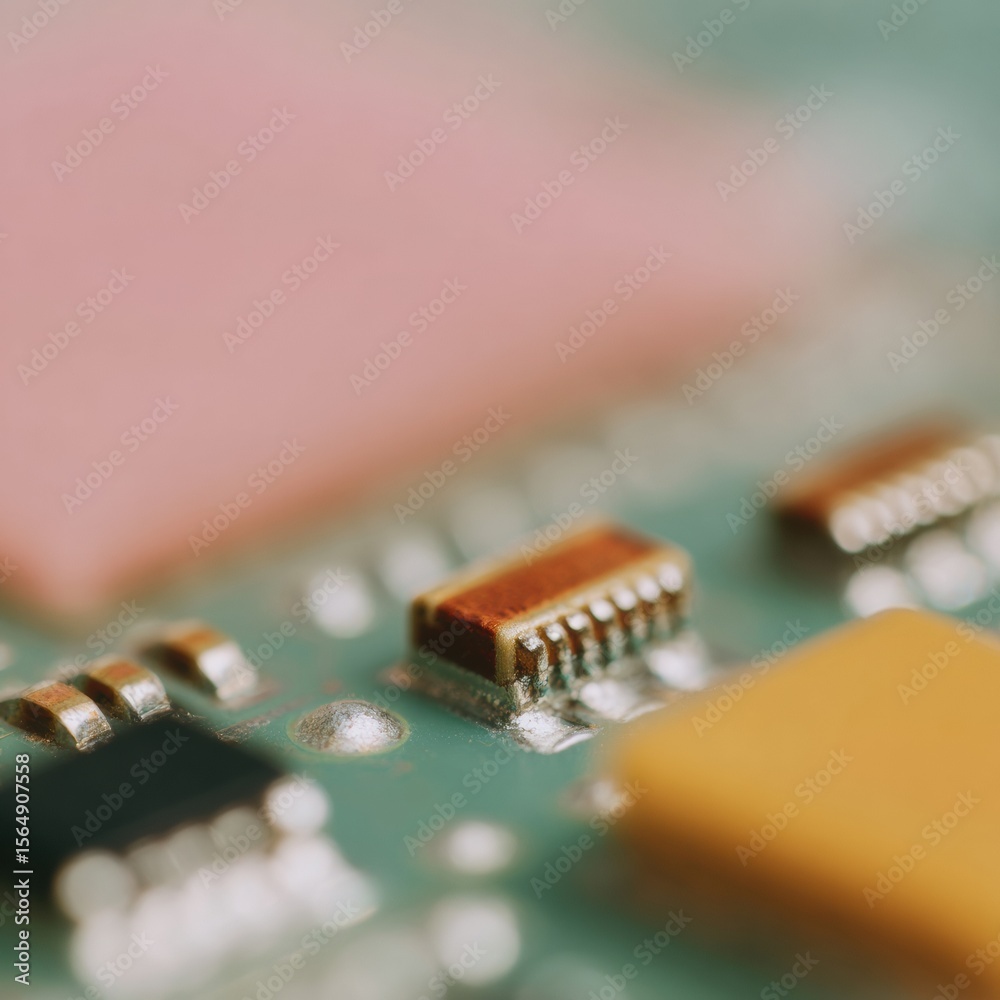 Aufkleber Macro Closeup of LED Component on Circuit Board with Metallic Elements Symbolizing Precision and Innovation in Electronics Manufacturing