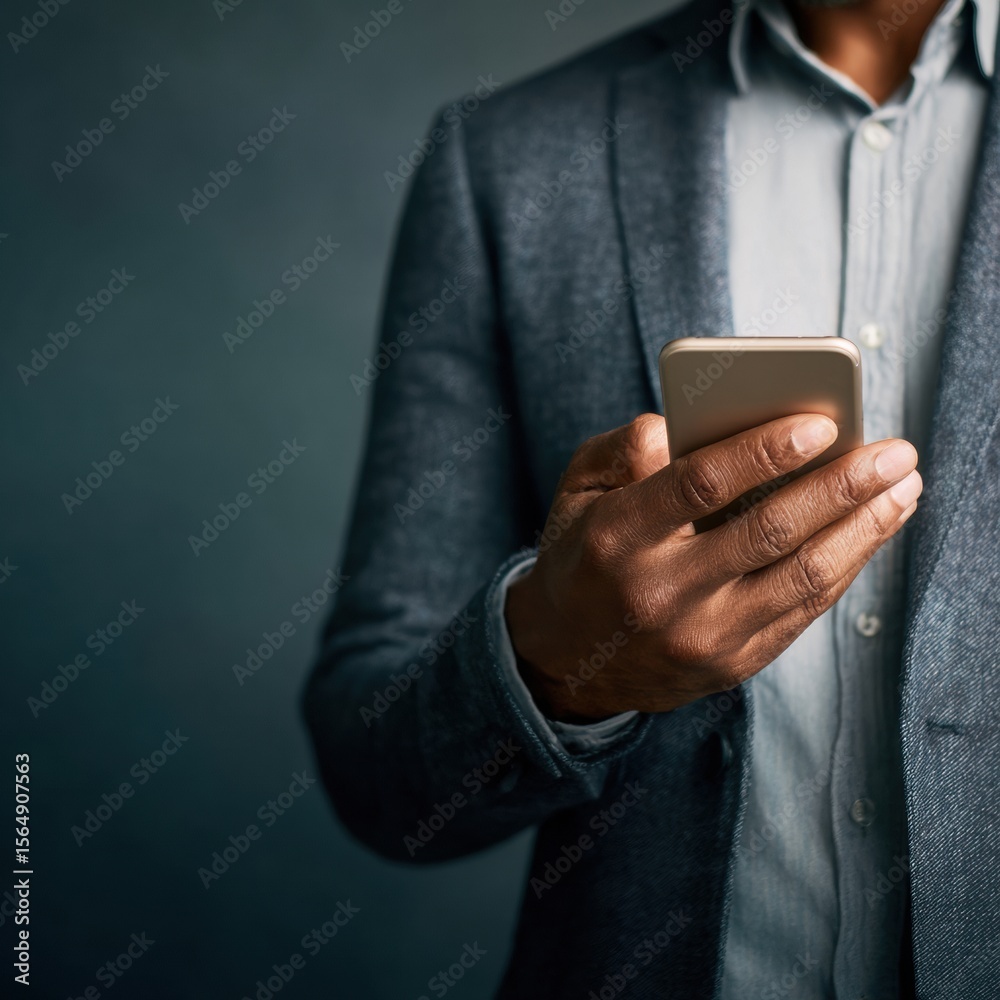 Aufkleber Modern Asian Businessman Using Biometric Login on Smartphone for Secure Mobile Authentication Professional Digital Access Content
