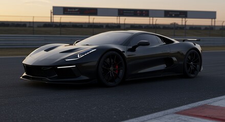 Black sportscar on racetrack