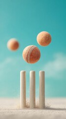 High-Quality Cricket Ball and Wickets Action Shot Modern Sports Entertainment Concept for Professional Marketing and Social Media Campaigns