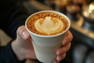 Barista serving customers inside a coffee shop, offering excellent service and preparing delicious beverages in a cozy caf atmosphere, Generative AI