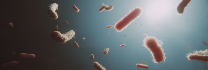 Naklejka premium Vibrant of Gram-Negative Rod Bacteria and Microorganisms Promoting Gut Health and Probiotics for Digestive Wellness and Microbiome Balance