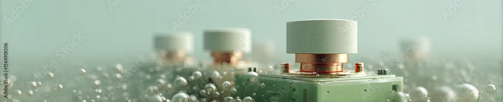 Poster Quantum Computing Installation Featuring Atomic Structure and Interconnected Circuits in a High-Tech Lab for Advanced Hardware Innovation and Visualization