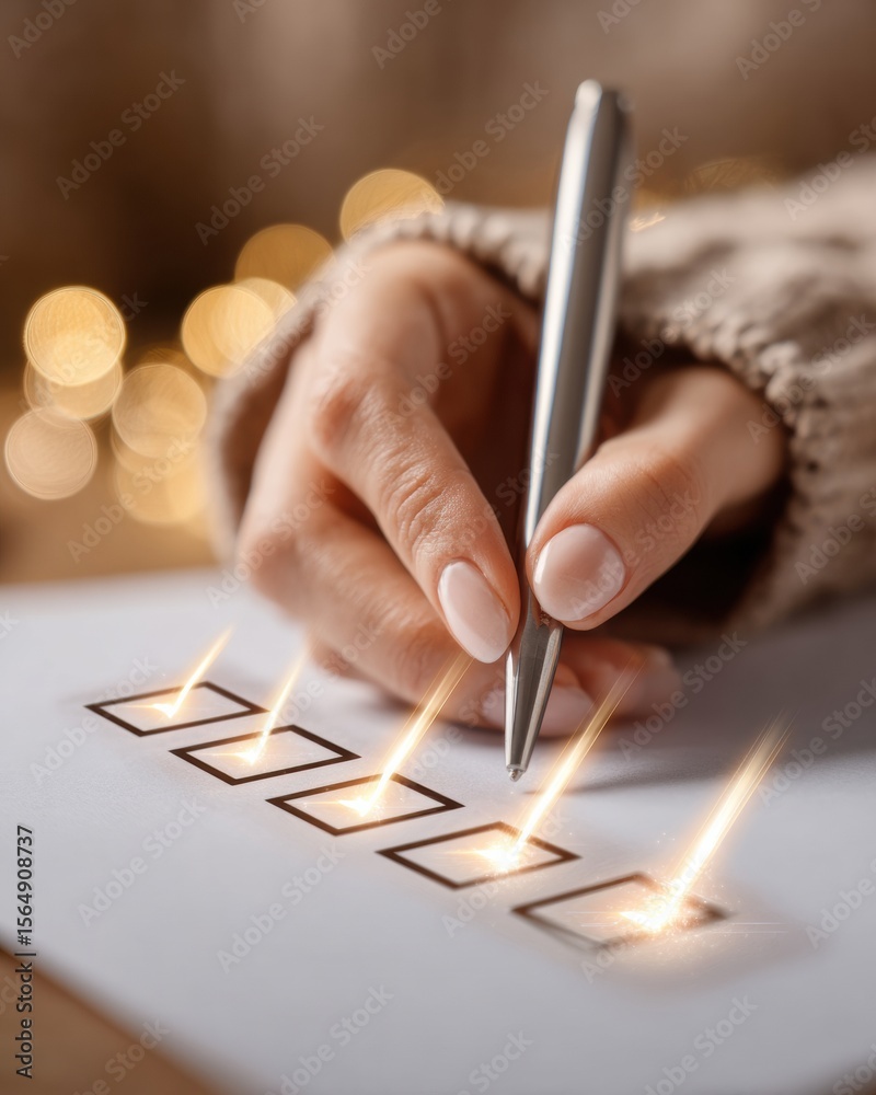 Poster Futuristic Digital Checklist with Glowing Checkmarks and Workflow Icons for Efficient Task Management and Productivity in Tech Innovation