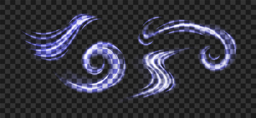 Set of air flows on transparent background. Vector illustration suitable for advertising materials