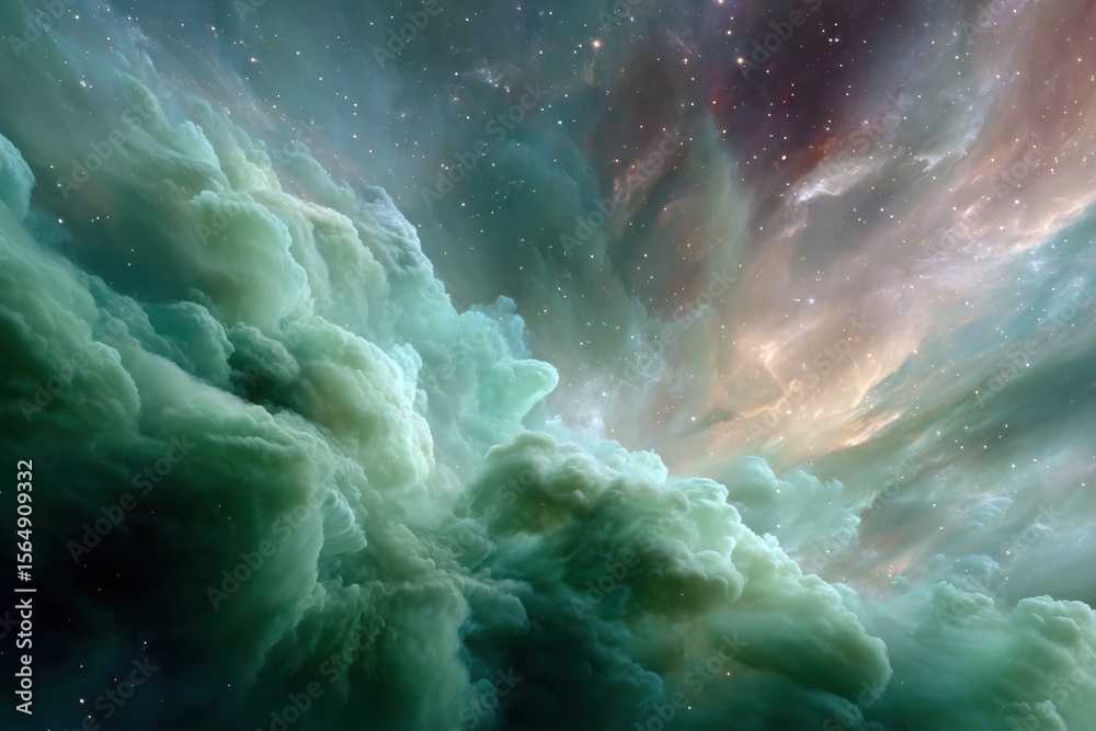 Poster Metaverse Space Abstract Deep Space Background with Swirling Clouds and Distant Stars for Technology Innovation and Virtual Reality Exploration