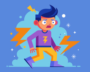 Gen-Z Zoom fatigue character vector illustration