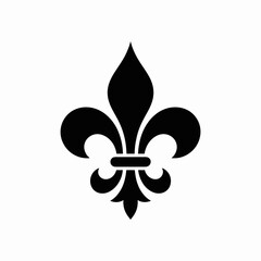 Elegant Black Fleur de Lis  Symbol on White Background