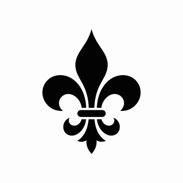 Elegant Black Fleur de Lis  Symbol on White Background