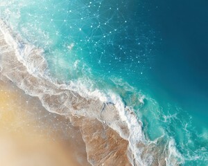 Professional Modern Cybersecurity Network Visualization with Digital Encryption and Malware Prevention in Vibrant Tropical Aerial View for Tech Marketing Campaigns