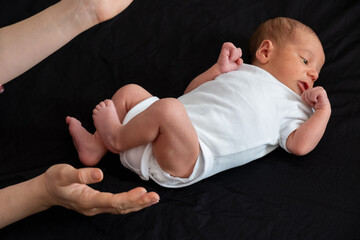 Newborn Baby on Black Background