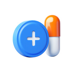 Fototapeta premium Medical Pill, Capsule, Healthcare, 3D Render, Icon