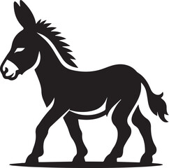 donkey silhouette in black and white color