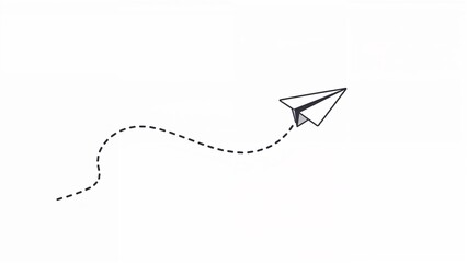 Paper airplane soaring with a dotted trail of adventure