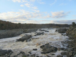 scenic rocky falls in the river