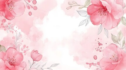 Watercolor Pink Flowers Background Design