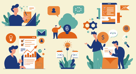 Illustrative Concept for Business Management and Creative Team Collaboration Success