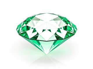 Emerald. Precious faceted stone emerald. Emerald on a white background
