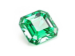 Emerald. Precious faceted stone emerald. Emerald on a white background