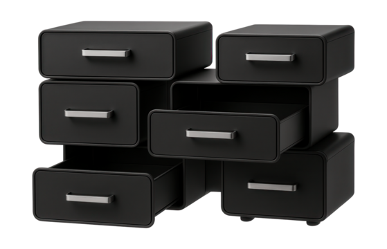 A modular shoe storage system with interchangeable compartments for a custom fit in a modern loft.