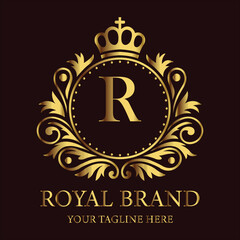 Golden vintage 10th-anniversary celebration emblem with a clock and abstract background design LOGO R