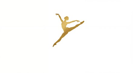 Ballet Dancer Silhouette Gold on White