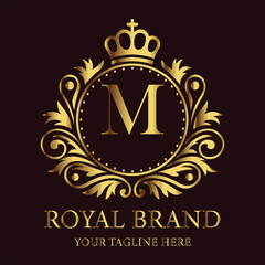 Golden vintage 10th-anniversary celebration emblem with a clock and abstract background design LOGO M