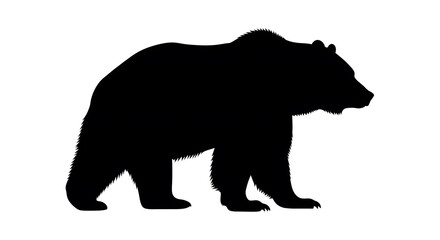 Fototapeta premium Majestic Bear Silhouette, Captured in Striking Detail, Against a Pure Black Background,A Powerful and Iconic Grizzly Bear Outline Against a Stark Backdrop