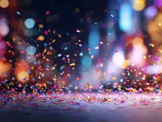 Celebration and colorful confetti party. Blur abstract background copy space Generated image