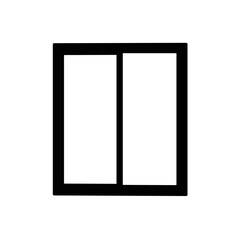 Double sliding door icon.  Simple door image with two panels.  This graphic representation is perfect for home improvement brochures or building material catalogs.