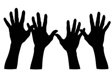Obraz premium Hands Raised Silhouette, Unity, Support