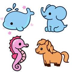 set of funny animals