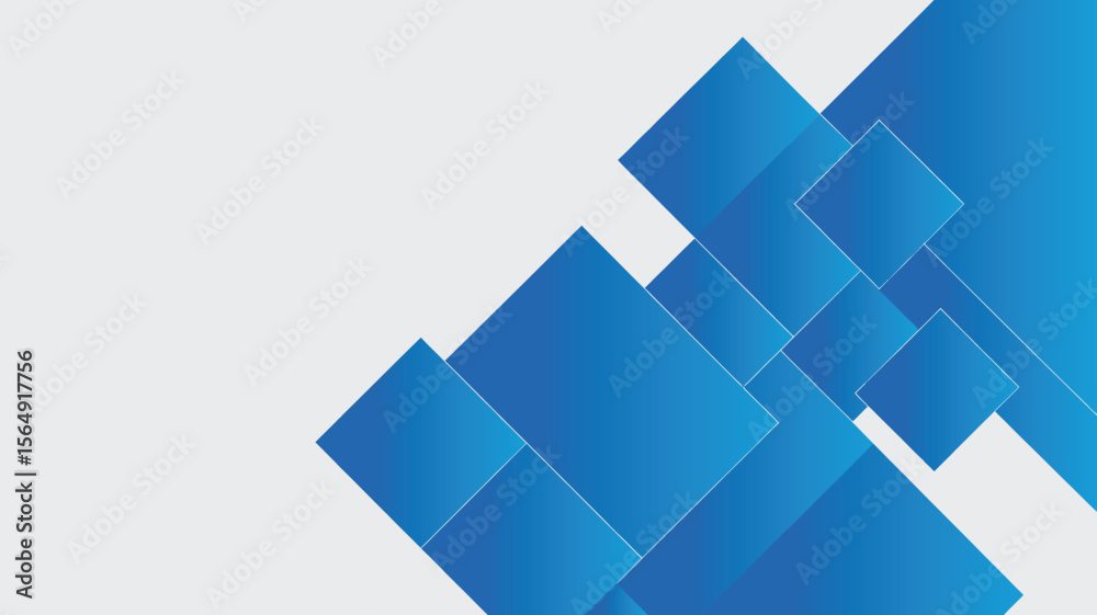 Poster a modern background featuring overlapping blue squares on a light gray backdrop creating a dynamic d