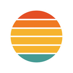 Horizontal Stripe Sun Icon with Muted Retro Colors
