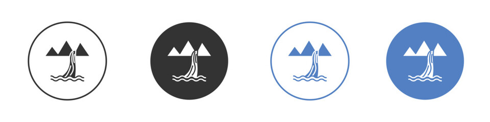 Waterfall icon Thin line design. Vector Graphic. EPS 10